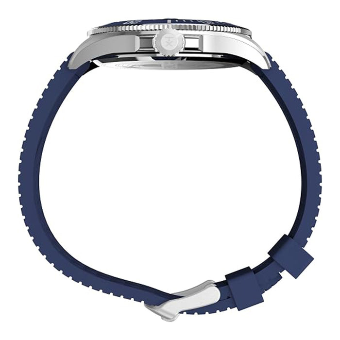 Timex Men's Blue Dial Black Silver-Tone Case Fabric Strap Harborside Coast 43mm Quartz Watch - TW2Y05000