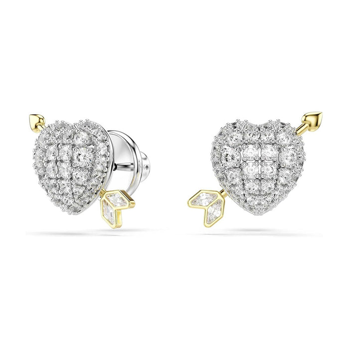 Swarovski Women's White Heart with Arrow Mixed Metal Finish Idyllia Stud Earrings - 5737298