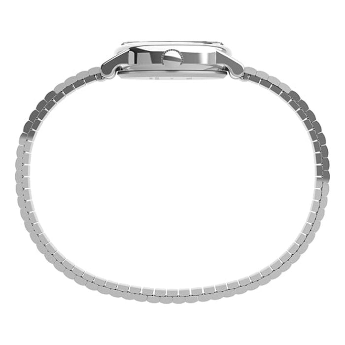 Timex Womens White Silver-Tone Cavatina Stainless Steel Expansion Band Watch - T21902