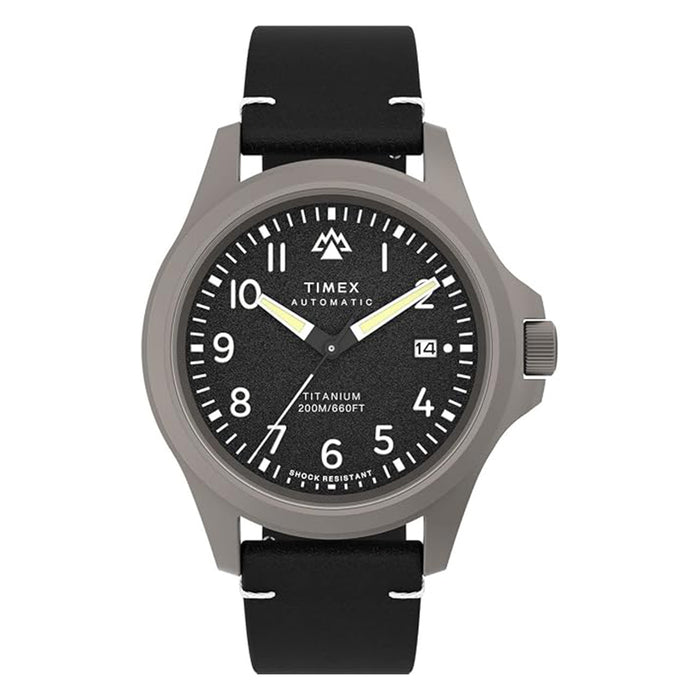 Timex Men's Black Dial Titanium Case Leather Band Expedition North Titanium 41mm Automatic Watch - TW2V54000