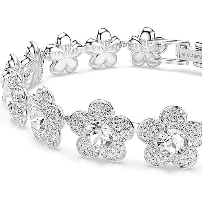 Swarovski Women's White Round Cut Flower Rhodium Plated Ariana Grande x Bracelet - 5749182