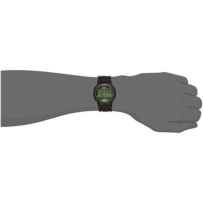 Timex Men's Green Dial Brown Nylon/Leather Strap Expedition Full-Size Digital CAT Quartz Watch - T48042