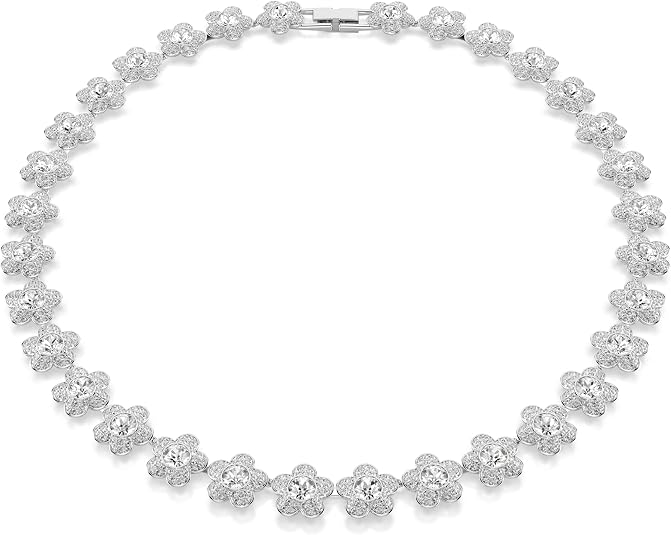Swarovski Women's Clear Rhodium Plated Ariana Grande x Round Cut White Crystal Choker Necklace - 5749179
