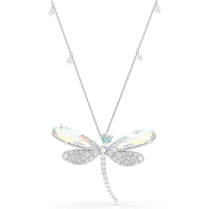 Swarovski Women's Multicolor Crystal with Aurora Borealis Effect In Rhodium Finish x Ariana Grande Dragonfly 2 in 1 Pendant Necklace and Brooch - 5737429