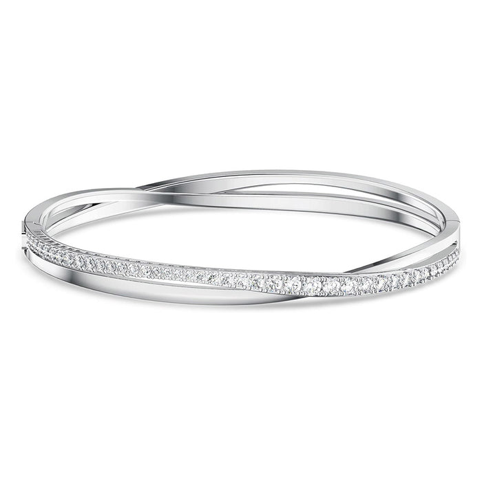 Swarovski Women's Clear Crystals on a Rhodium Finished Setting Hyperbola Bangle Bracelet - 5572725