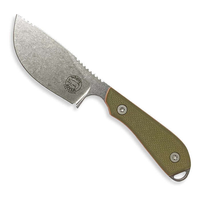 White River	Green/Orange Textured G10 Handle Silver Knives Fixed Blade Knife - WRM1-SKN-TGO