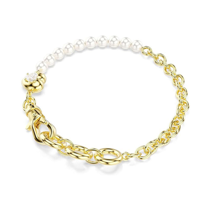 Swarovski Women's White Crystal Pearl Gold-tSwarovski One Plated Idyllia Bracelet - 5737299