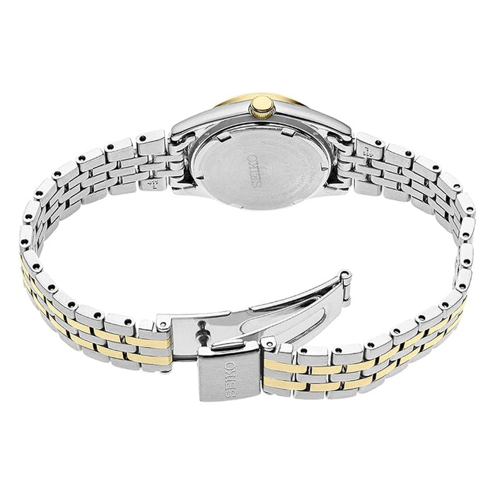 Seiko Women's White Dial Two-Tone Stainless Steel Band Essentials Analog Japanese Quartz Watch - SUR438
