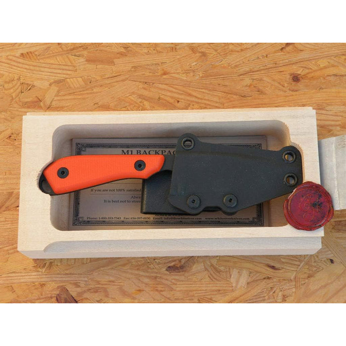 White River Orange Fiberglass G-10 Handle Knives Drop Point Stainless Steel Fixed Black Coated Blade Knife - WRM1-TOR-CBI