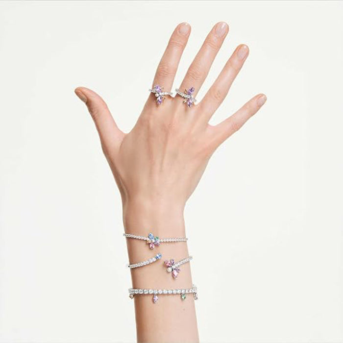 Swarovski Multicolor Size 4.75 Crystal Mixed Cut Rhodium Finished x Ariana Grande x Dragonfly Motif Ring - 5737368