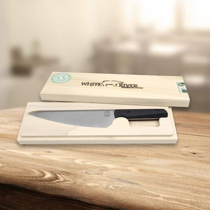 White River	Black Maple and Richlite Handle Silver Knives Drop Point CPM S35VN Fixed Blade Knife - WRLMC-GBL