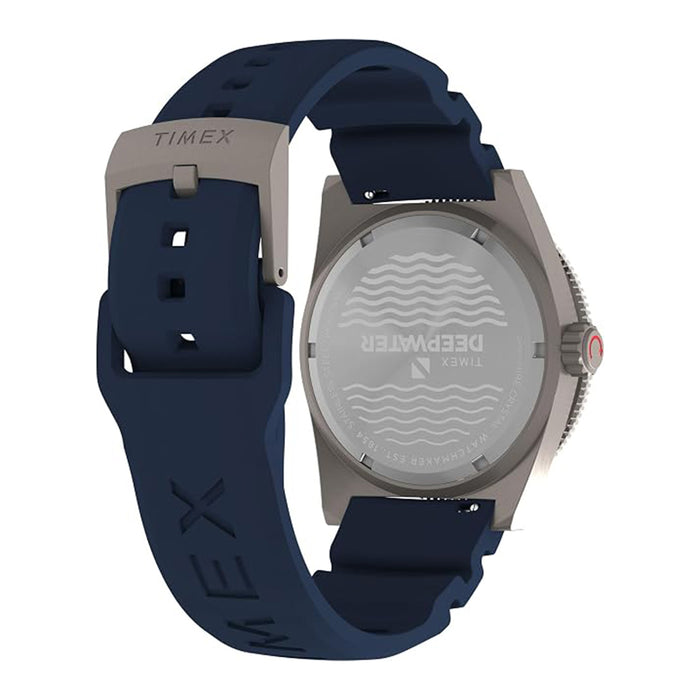 Timex Men's Black Dial Blue Rubber Strap Deep Water Reef 41mm Quartz Watch - TW2W75100