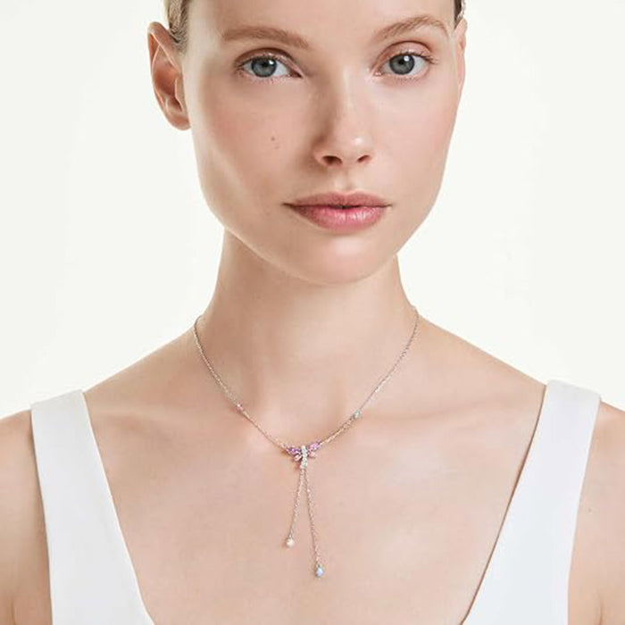 Swarovski Women's Multicolor Crystal Mixed Cut In Rhodium Plated Ariana Grande x Y Dragonfly Pendant Necklace - 5749183