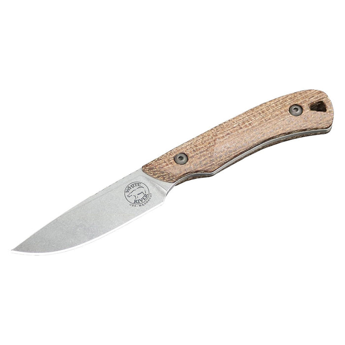 White River	Brown Burlap Micarta Handle Silver Knives Drop Point CPM MagnaCut Stonewashed Blade Knife - WRSS-AXM-BNA