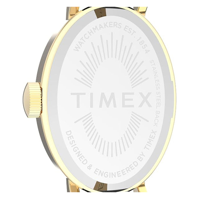 Timex Womens White TPearl Dial Black Leather Band Gold-Tone Cavatina 19mm Watch - TW2W78300