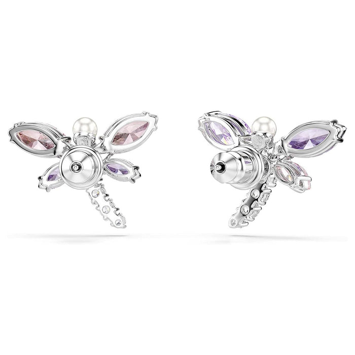 Swarovski Women's Multicolor Rhodium Finish With Mixed Cut Stones x Ariana Grande Dragonfly Motif Stud Earrings - 5737371