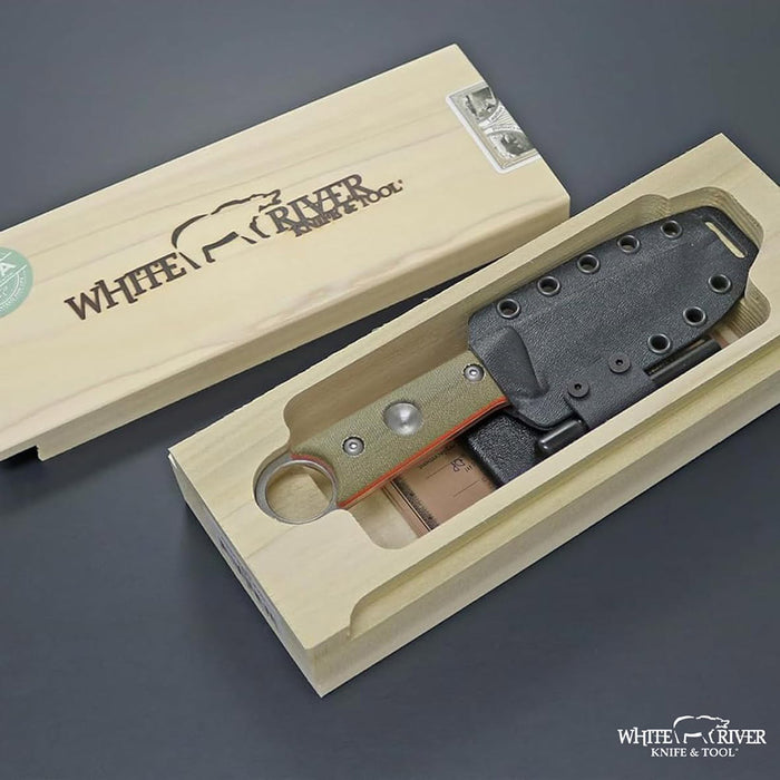 White River Green Canvas Micarta Handle Silver Knives SPM S35VN Firecraft FC PKO Fixed Blade Knife - WRFCPKO