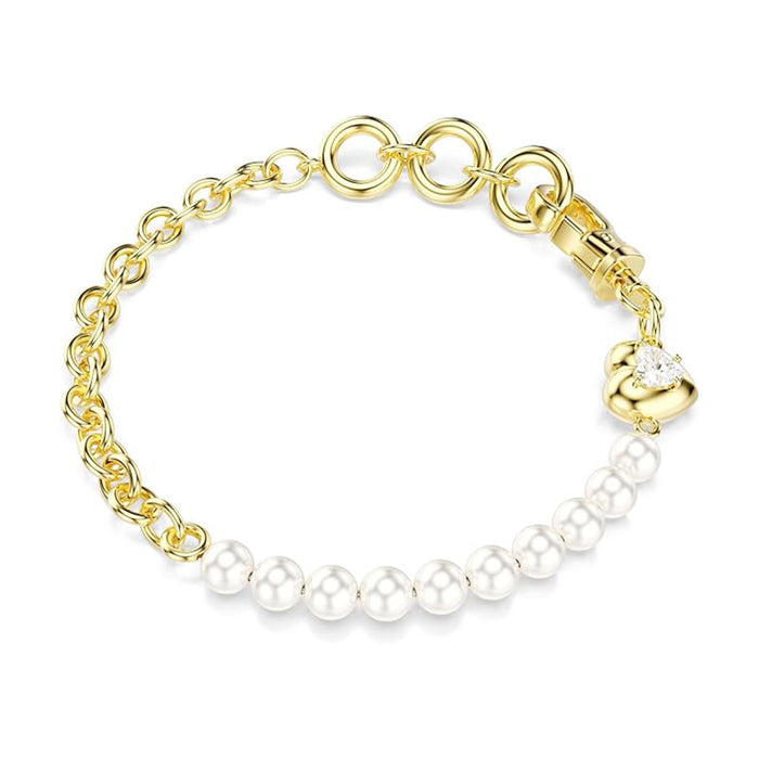 Swarovski Women's White Crystal Pearl Gold-tSwarovski One Plated Idyllia Bracelet - 5737299