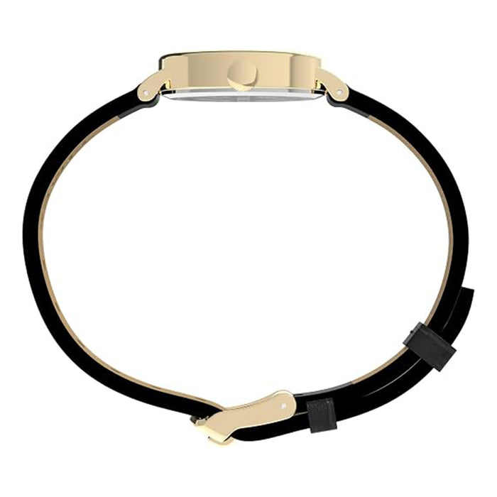 Timex Womens White TPearl Dial Black Leather Band Gold-Tone Cavatina 19mm Watch - TW2W78300