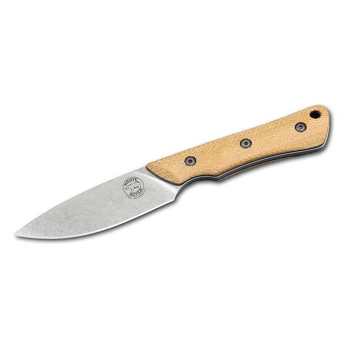 White River	Natural Plastic Canvas Micarta Handle Silver Knives Drop Point CPM MagnaCut Stonewashed Blade Knife - WRSS-BRV-MNB