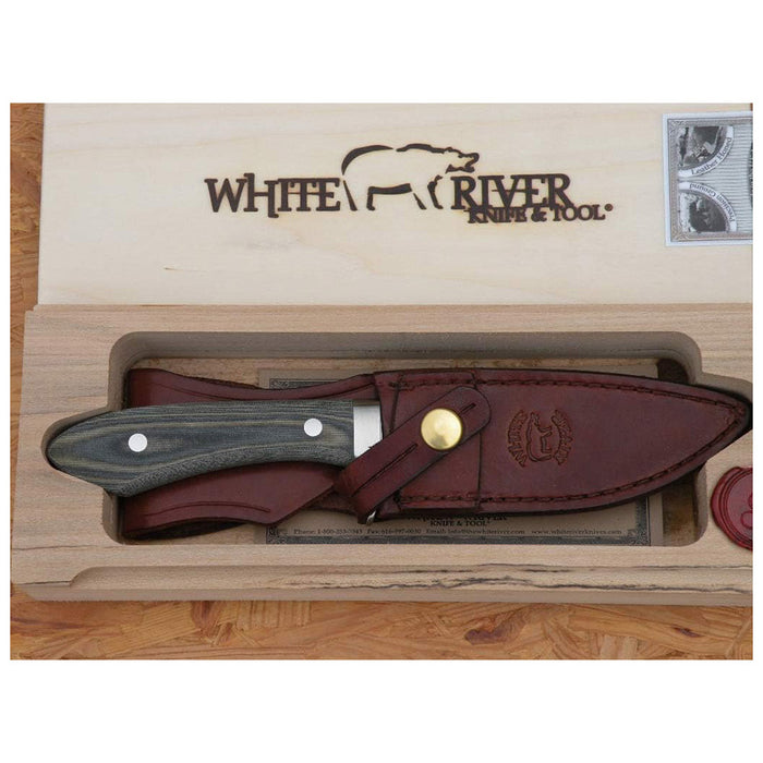 White River Black & Olive Drab Linen Micarta Handle Silver Knives Sendero Classic Knife - WRJF-SC-LBO