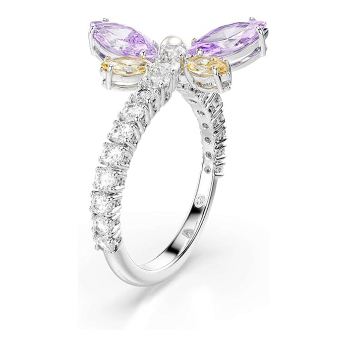 Swarovski Multicolor Size 4.75 Crystal Mixed Cut Rhodium Finished x Ariana Grande x Dragonfly Motif Ring - 5737368