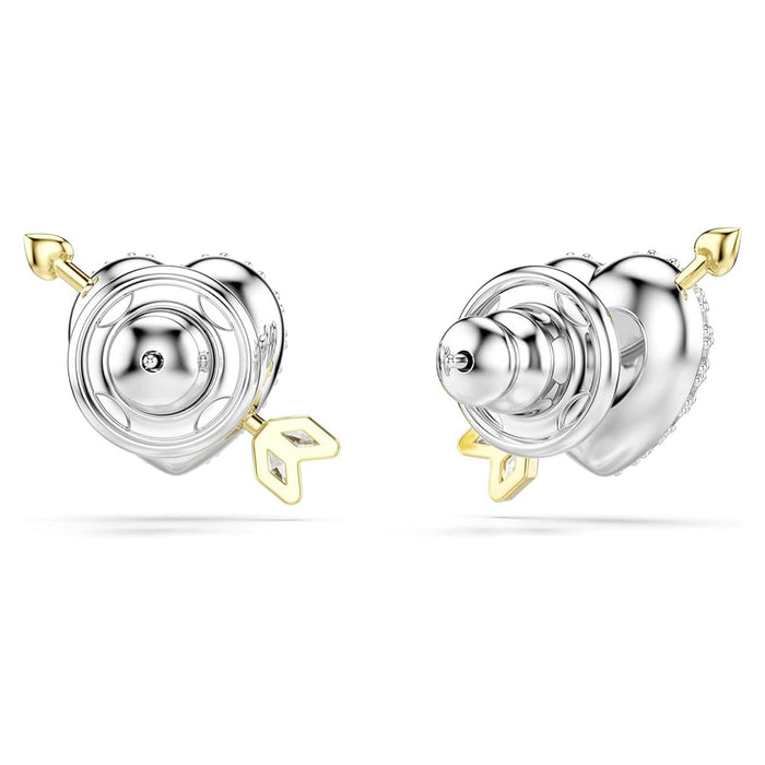 Swarovski Women's White Heart with Arrow Mixed Metal Finish Idyllia Stud Earrings - 5737298