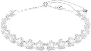 Swarovski Women's Clear Rhodium Plated Ariana Grande x Round Cut White Crystal Choker Necklace - 5751250