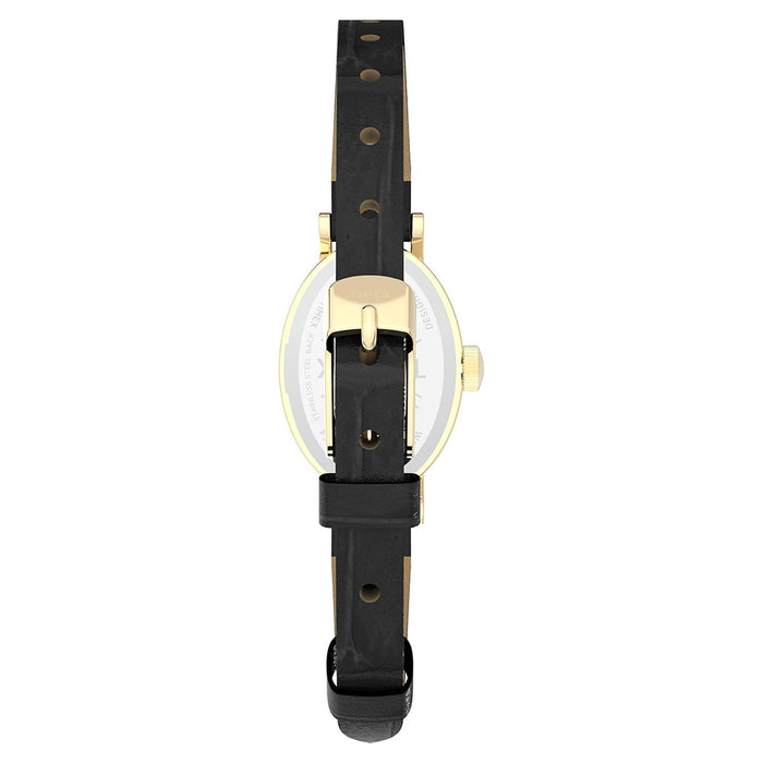 Timex Womens White TPearl Dial Black Leather Band Gold-Tone Cavatina 19mm Watch - TW2W78300