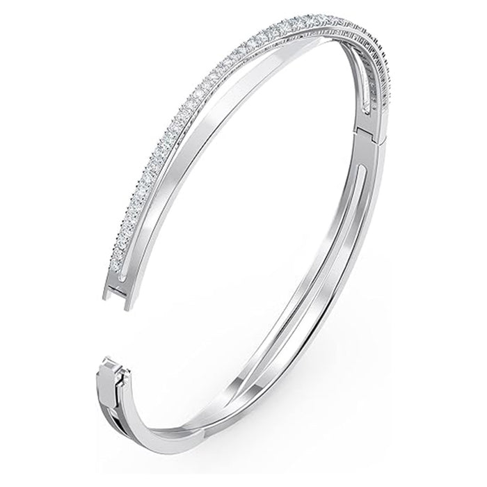 Swarovski Women's Clear Crystals on a Rhodium Finished Setting Hyperbola Bangle Bracelet - 5572725