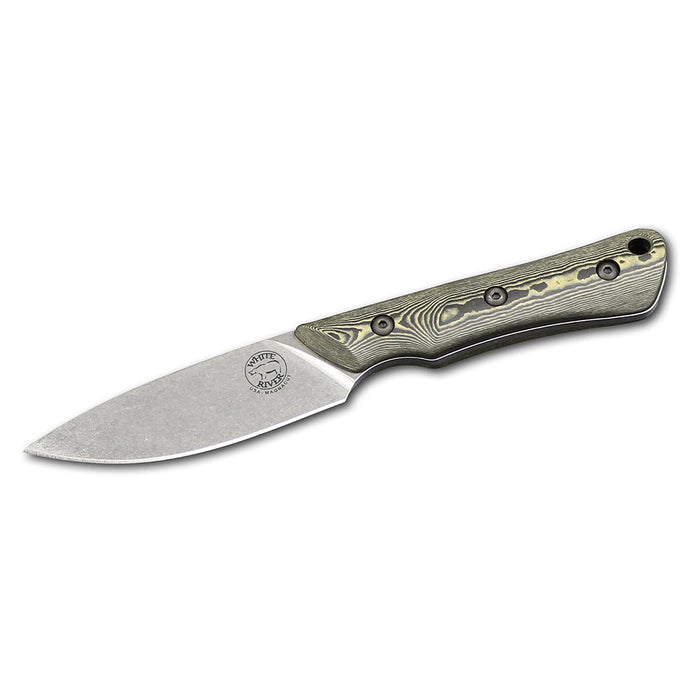 White River Black Plastic Richlite Handle Silver Knives Drop Point CPM MagnaCut Stonewashed Blade Knife - WRSS-BRV-RMB