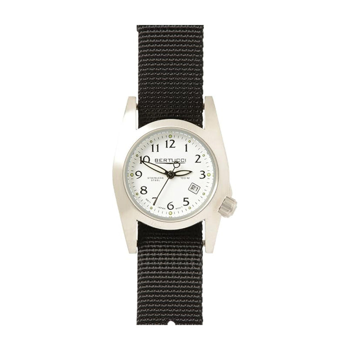 Bertucci Women's White Dial M-1s Field Black Nylon Band Analog Quartz Watch - 18007