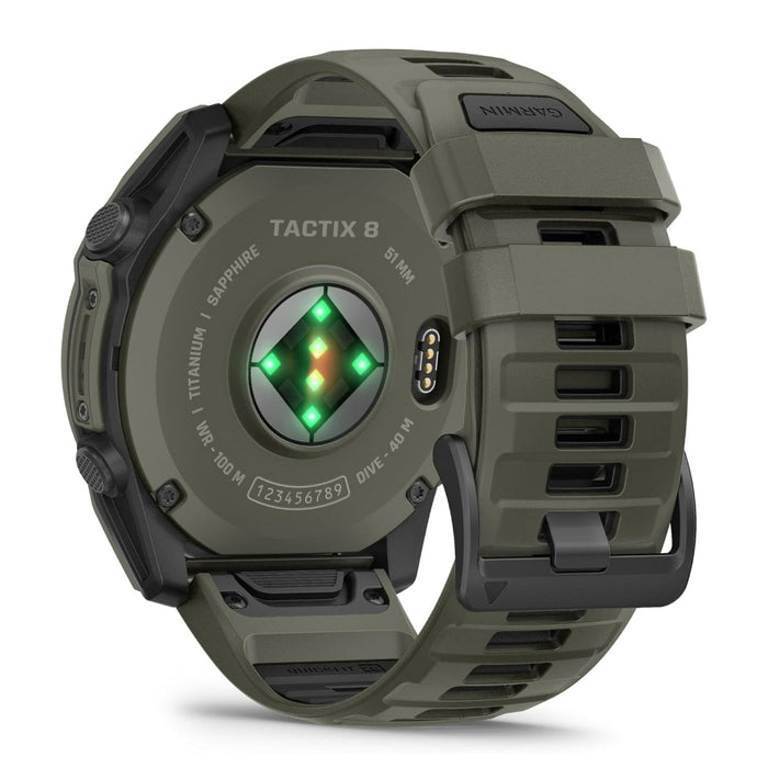 Garmin Tactix® 8 – 51MM Cerakote Unisex Olive Drab Premium Cerakote Coating AMOLED Display Applied Ballistics® Solver Premium Tactical GPS Smartwatch - 010-04553-10