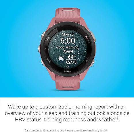 Garmin Light Pink Powder Gray Colorful Amoled Display Training Metrics Recovery Insights Forerunner 265S Running Smartwatch - 010-02810-05