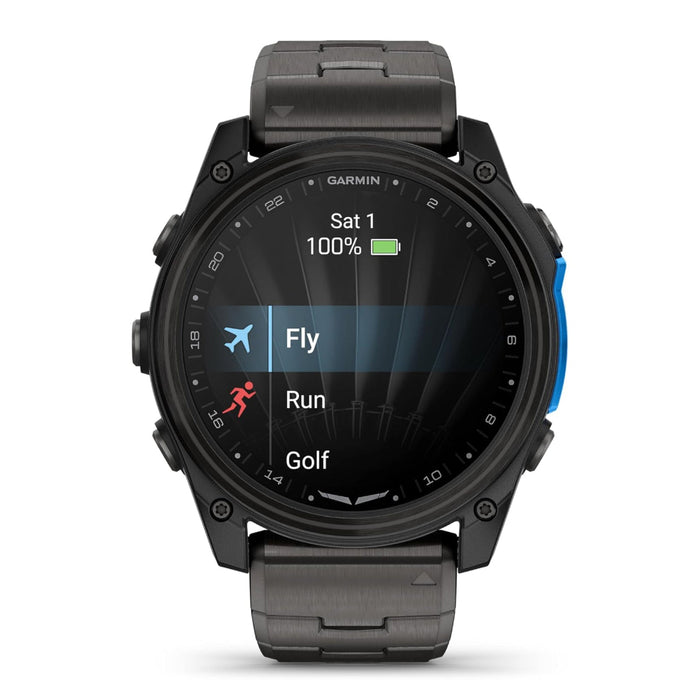 Garmin D2™ Mach 2 – 51 MM Unisex Carbon Gray DLC Titanium With Titanium Bracelet Advanced Flight Maps LED Flashlight Built-in Microphone/Speaker For Calls And Texts Premium Aviator Smartwatch With GPS - 010-02905-30