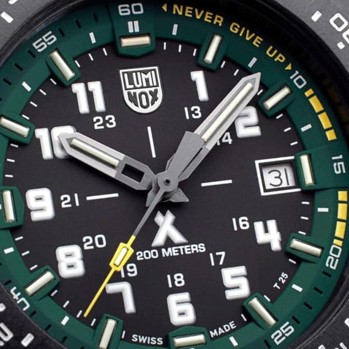 Luminox Unisex Black Dial Green Rubber Band Bear Grylls Survival Mountain 3730 Series Swiss Quartz Watch - XB.3735