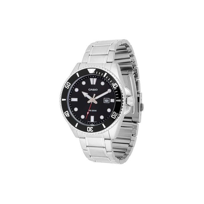 Casio Men's Black Dial Silver Stainless Steel Band Analog Quartz Watch - MDV-107D-1A1VDF