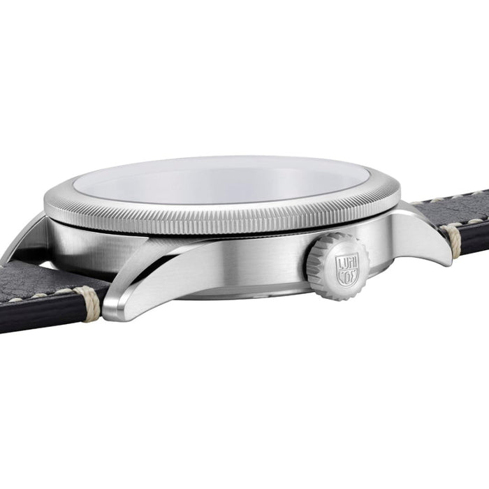 Luminox Men's Beige Dial Black Leather Band Analog Swiss Quartz Pilot Watch - XS.9527