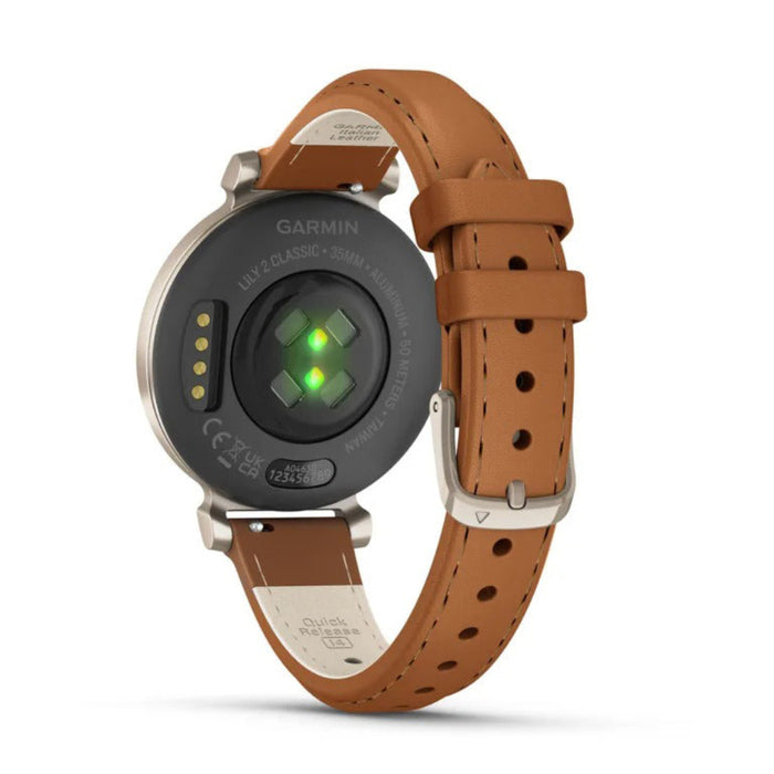 Garmin Lily 2 Women's Tan Metal Hidden Display Patterned Lens Up To 5 Days Battery Life Small And Stylish Smartwatch - 010-02839-02