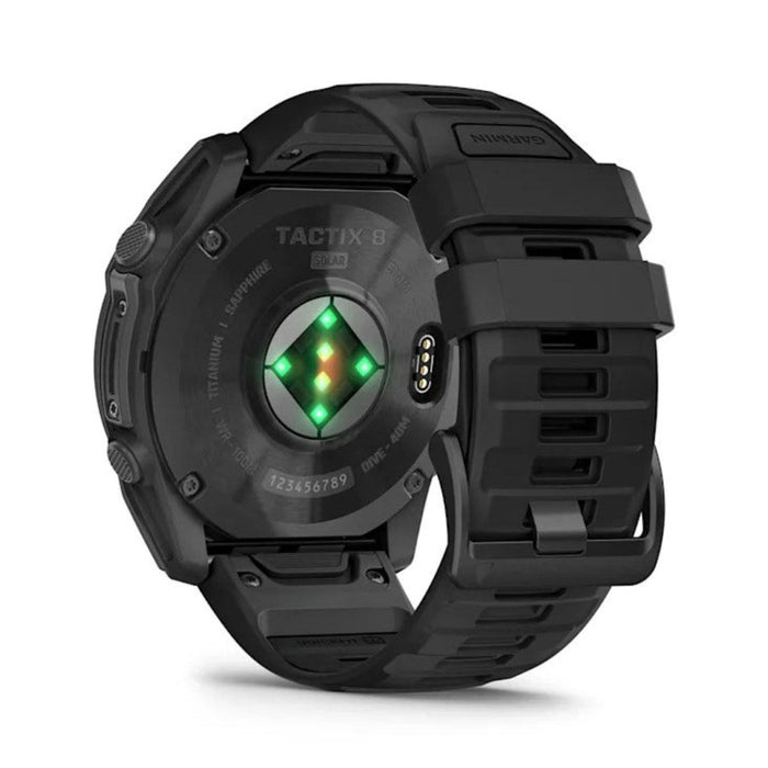 Garmin tactix® 8 51MM Unisex Black With Titanium Caseback And Black Silicone Band Solar Charged Display Includes Applied Ballistics Ultralight™ Solver Premium Tactical GPS Smartwatch - 010-03407-00