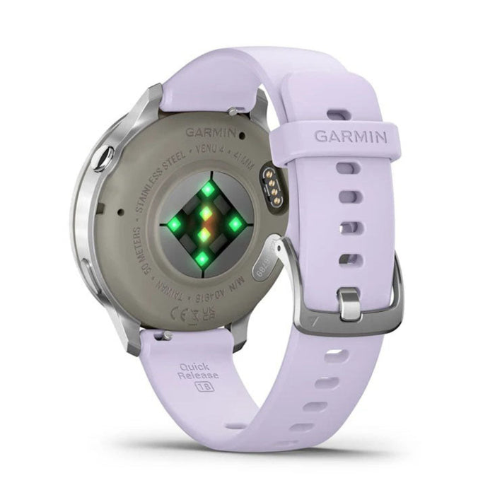 Garmin Venu® 4 - 41mm Unisex Silver With Periwinkle Silicone Band Bright And Colorful Display Built-in Flashlight 10 Days Of Battery Life Advanced Health And Fitness GPS Smartwatch - 010-03013-01