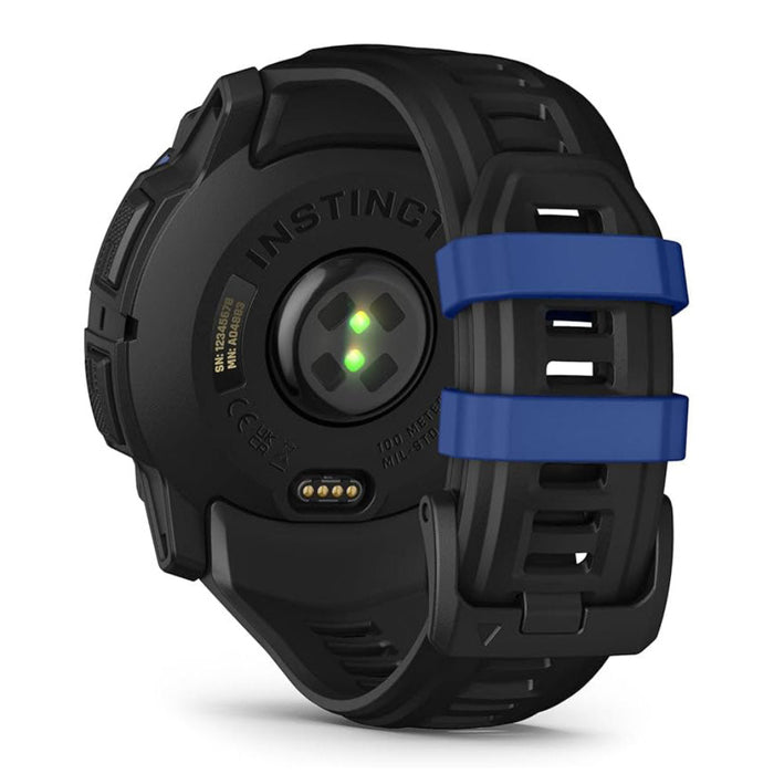 Garmin Instinct® 3 – 50 mm Unisex Black With Black/Bolt Blue Silicone Band Built-in Flashlight Supernova Collection Limited Edition Color AMOLED Display Rugged Outdoor GPS Smartwatch - 010-03020-03