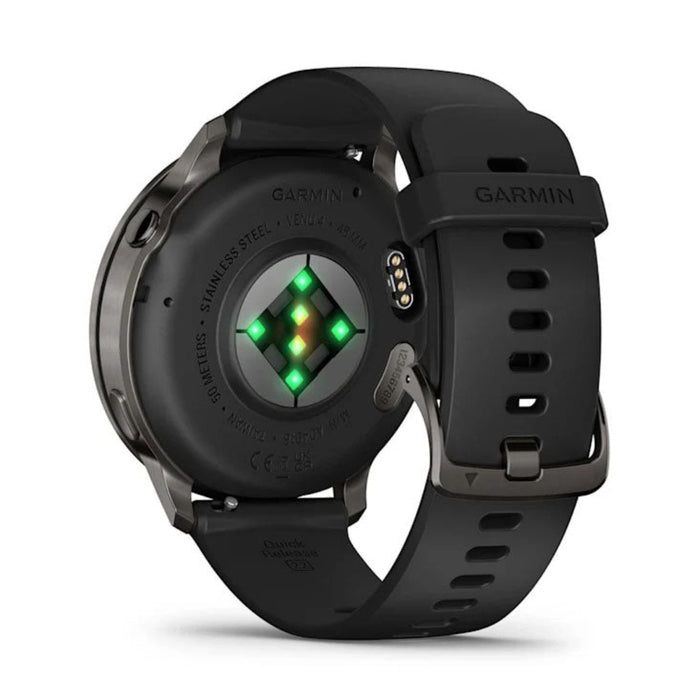 Garmin Venu® 4 - 45mm Unisex Slate with Black Silicone Band Bright And Colorful Display Built-in Flashlight 12 Days Of Battery Life Advanced Health And Fitness GPS Smartwatch - 010-03014-00