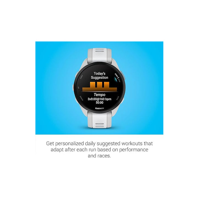 Garmin Unisex Whitestone Forerunner 165 Colorful AMOLED Display Training Metrics and Recovery Insights Running Smartwatch - 010-02863-21