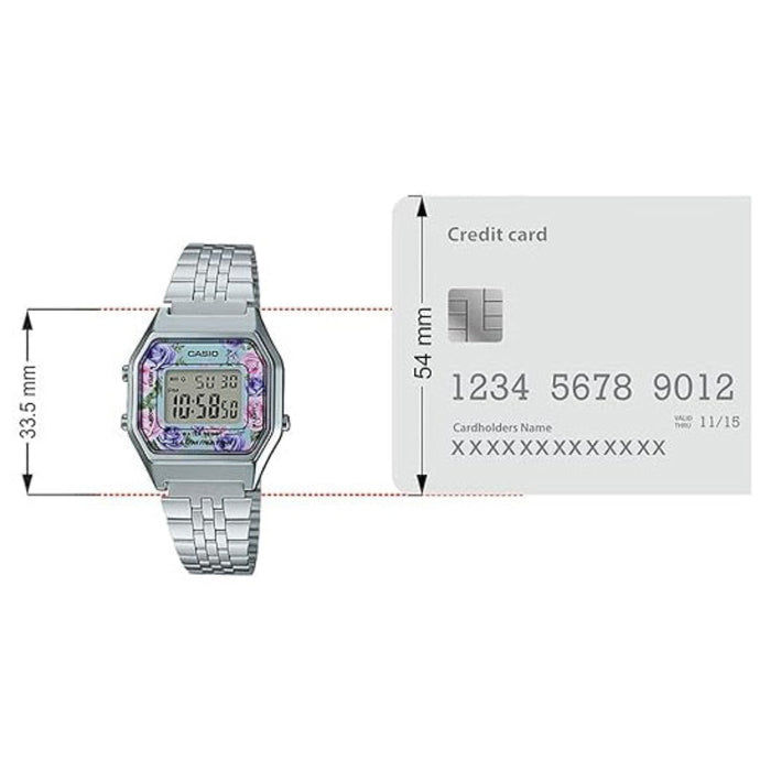 Casio Women's Gray Dial Silver Stainless Steel Band Digital Quartz Watch - LA680WA-2CDF