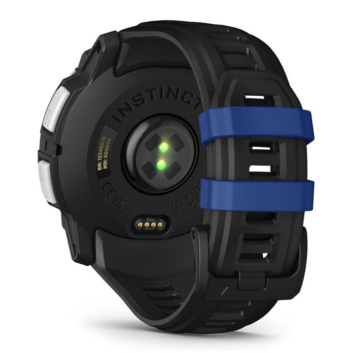 Garmin Instinct® 3 – 50 mm Unisex Whitestone With Black/Bolt Blue Silicone Band Built-in Flashlight Supernova Collection Limited Edition Color Solar Rugged Outdoor GPS Smartwatch - 010-02935-03