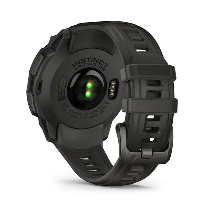Garmin Instinct® Unisex Charcoal With Charcoal Silicone Band Crossover AMOLED Analog Watch Hands And Bright AMOLED Display Rugged Hybrid GPS Smartwatch  - 010-03398-00