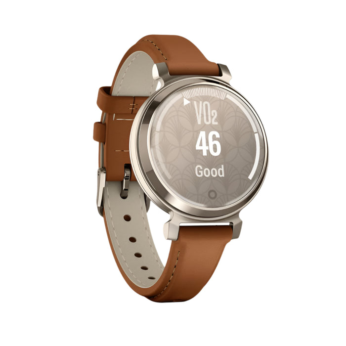 Garmin Lily 2 Women's Tan Metal Hidden Display Patterned Lens Up To 5 Days Battery Life Small And Stylish Smartwatch - 010-02839-02