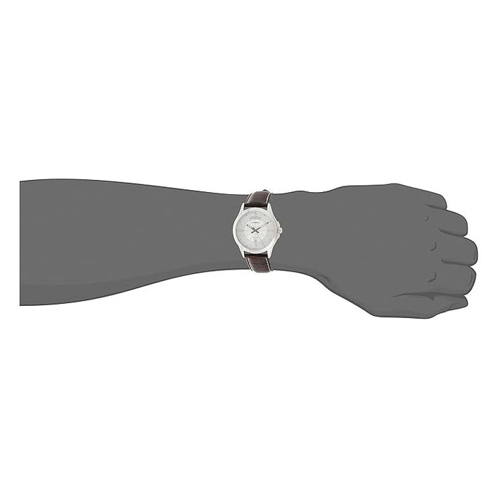 Casio Men's Silver dial Brown Band Analog Quartz Watch - MTP-1381L-7AVDF
