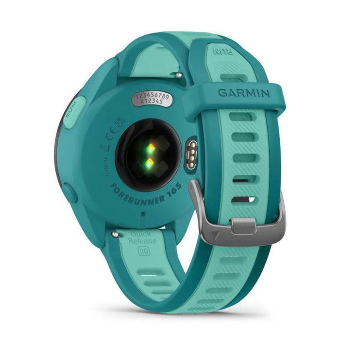 Garmin Unisex Turqouise Forerunner 165 Music Colorful AMOLED Display Training Metrics and Recovery Insights Music on Your Wrist Running Smartwatch - 010-02863-32
